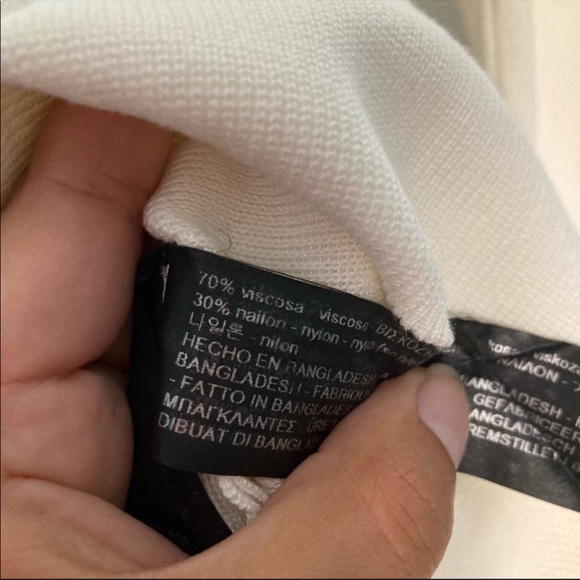 Zara Knit Cream Tie Sleeve Ribbed Cropped Sweater - Picture 5 of 5